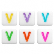 Letterkralen van acryl letter V Multicolour-wit