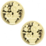 Cabochon basic camee 20mm boeket Black-antique gold