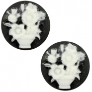 Cabochon basic camee 20mm boeket Black-white