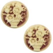 Cabochon basic camee 20mm boeket Brown-antique gold