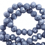 Top Facet kralen 6x4 mm disc Light denim blue-pearl shine coating