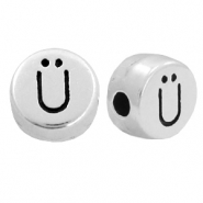 DQ metalen letterkraal &Uuml; Antiek zilver (nikkelvrij)