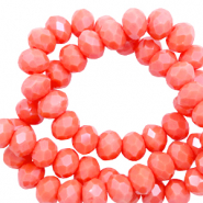 Top Facet kralen 3x4mm disc Coral red-pearl shine coating