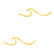 Roestvrij stalen (RVS) Stainless steel bedels tussenstuk wave Goud