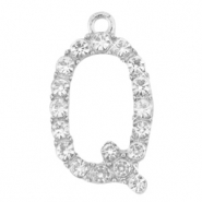 Basic quality metalen bedels strass initial Q Antiek zilver