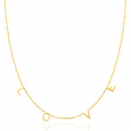 Roestvrij stalen (RVS) Stainless steel kettingen "love" Goud