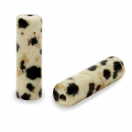 Natuursteen kralen dalmatian stone tubes Greige