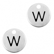 Bedels DQ metaal initial W Antiek zilver (nikkelvrij)