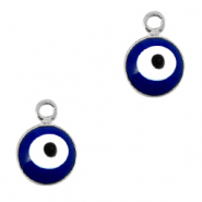 Basic Quality metalen bedels 6mm boze oog Zilver-blauw
