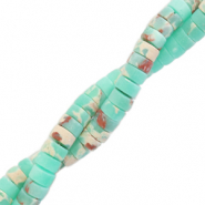 Natuursteen kralen disc 4mm Marble turquoise green