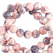 6 mm natuursteen kralen rond Light pink-blue