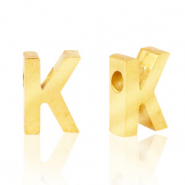 Roestvrij stalen (RVS) Stainless steel kralen letter K Goud