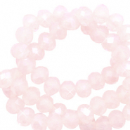 Top Facet kralen 4x3mm disc Soft pink opal-pearl shine coating