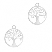 Roestvrij stalen (RVS) Stainless steel bedels tree of life Zilver
