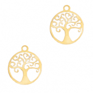 Roestvrij stalen (RVS) Stainless steel bedels tree of life Goud