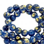 Natuursteen kralen calciet 8mm Classic blue-gold
