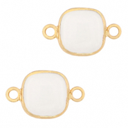 Natuursteen hangers melkkwarts tussenstuk 12x12mm White-gold