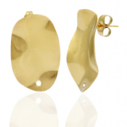 Roestvrij stalen (RVS) Stainless steel oorbellen/oorstekers ovaal met oogje Goud