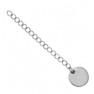 Roestvrij stalen (RVS) stainless steel onderdelen verlengketting coin 12mm Zilver