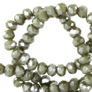 Top Facet kralen 6x4 mm disc Greenish grey-pearl shine coating