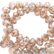 Top Facet kralen 4x3 mm disc Champagne beige-pearl shine coating
