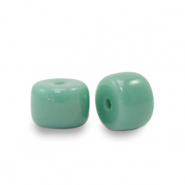 6 mm rondellen glaskralen Malachite green