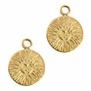 Roestvrij stalen (RVS) Stainless steel bedels zon Goud