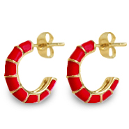 Trendy oorbellen/oorstekers creolen enamel 16mm Red-gold
