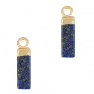 Natuursteen hangers tube Sapphire blue-gold