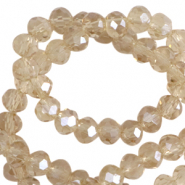 Top Facet kralen 8x6 mm disc Latte beige-pearl shine coating