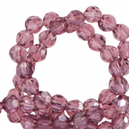 Top Facet kralen rond 4mm Aubergine purple-pearl shine coating