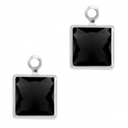 Hangers van crystal glas square Jet black-silver