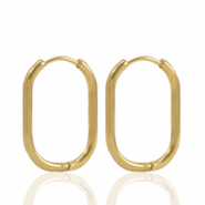 Roestvrij stalen (RVS) Stainless steel oorbellen creolen ovaal Gold