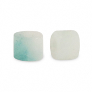 Natuursteen kralen chalcedoon (kwarts) disc 3x2mm Multicolour turquoise-off white