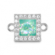 Brass TQ metaal bedels tussenstuk vierkant enamel Silver-turquoise blue