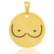 Roestvrij stalen (RVS) Stainless steel bedels borsten Goud