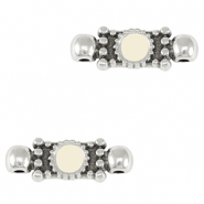 Bedels DQ metaal tussenstuk Antiek zilver-ivory white (nikkelvrij)