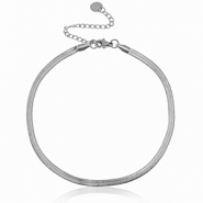 Roestvrij stalen (RVS) Stainless steel enkelbandjes schakel snake Zilver