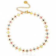 Roestvrij stalen (RVS) Stainless steel enkelbandjes schakel enamel Goud-multicolour