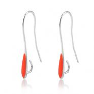 Onderdelen DQ metaal oorbellen / oorhangers Antiek zilver-red (nikkelvrij)