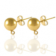 Roestvrij stalen (RVS) Stainless steel oorbellen / oorstekers met oogje 8mm Goud
