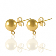 Roestvrij stalen (RVS) Stainless steel oorbellen / oorstekers met oogje 6mm Goud