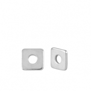 Kralen DQ metaal disc square 4mm Antiek zilver (nikkelvrij)