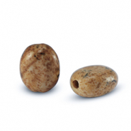 Natuursteen kralen dalmatian stone ovaal Acorn brown