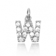 Brass TQ metaal bedels initial W Silver