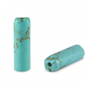 Natuursteen kralen howliet tubes Turquois