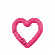 Gekleurde onderdelen sleutelhanger hart Neon pink