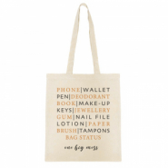 Katoenen tas "Bag status one big mess" Ecru beige