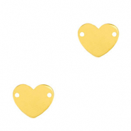 Roestvrij stalen (RVS) Stainless steel bedels / tussenstuk hart Gold