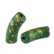 Acryl kralen tube matt Dark green-gold